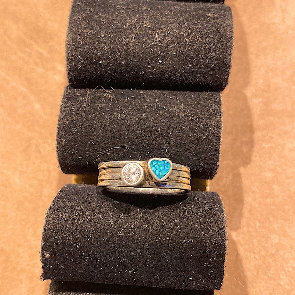 Beautiful minimalist sterling CZ and Turquoise Ring